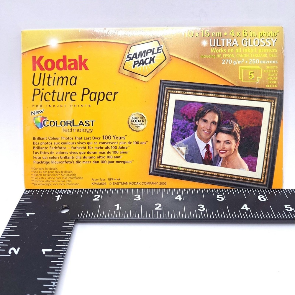 Kodak Ultima Inkjet Picture‎ Paper 4x6 Ultra Glossy 5 Sheets NOS Sealed 2003